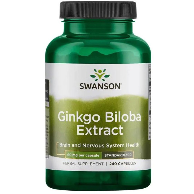Swanson Ginkgo Biloba Ekstrakt, 60 mg, 240 kapsler