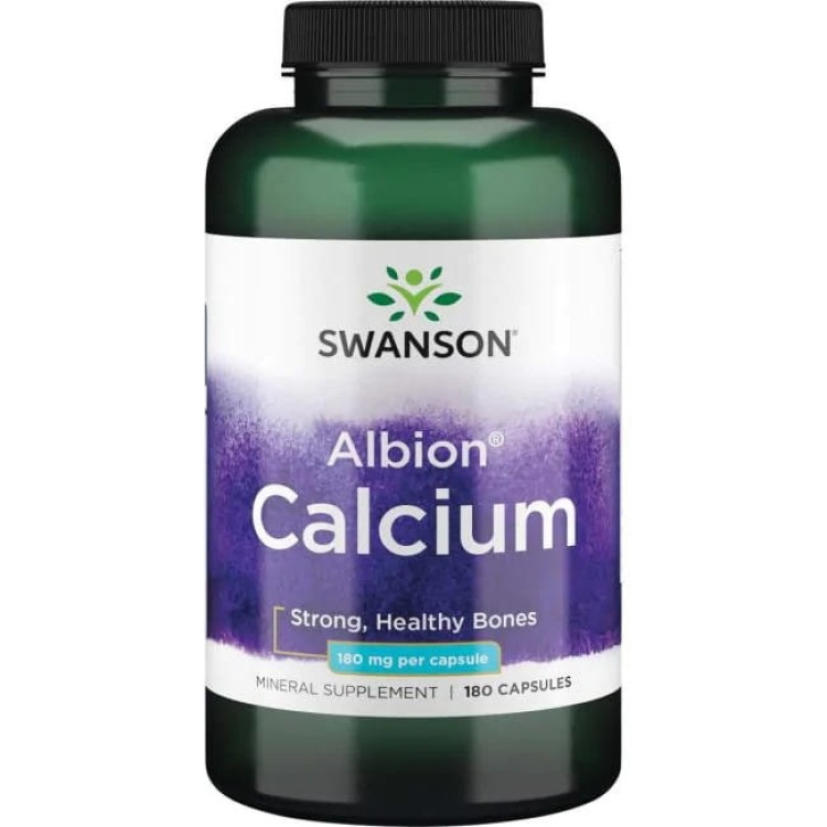 Swanson Albion Calcium, 180 mg, 180 kapsler