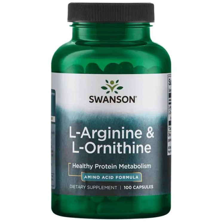 Swanson L-Arginin og L-Ornithin, 100 kapsler