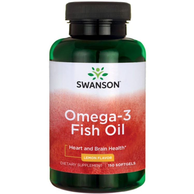 Swanson Omega-3 Fiskeolie, Lemon, 150 kapsler