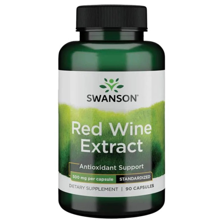 Swanson Rødvinsekstrakt, 500 mg, 90 kapsler