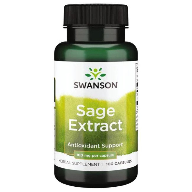 Swanson Salvieekstrakt, 160 mg, 100 kapsler