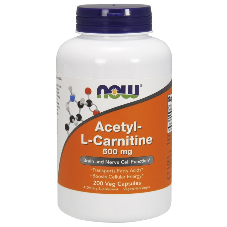 Now Foods Acetyl-L-Carnitin, 500 mg, 200 kapsler