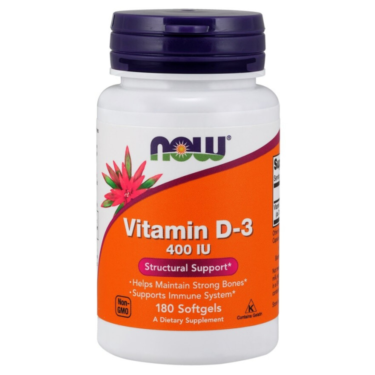 Now Foods Vitamin D-3, 400 IU, 180 kapsler