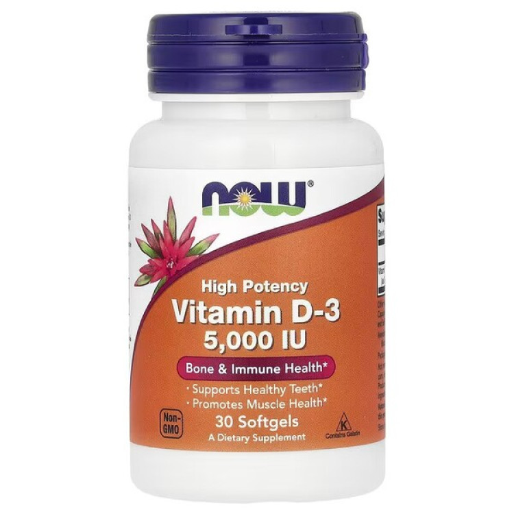 Now Foods Vitamin D-3, 5000 IU, 30 kapsler