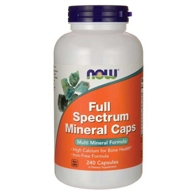 Now Foods Fuldspektret Mineraler, Jernfri, 240 kapsler