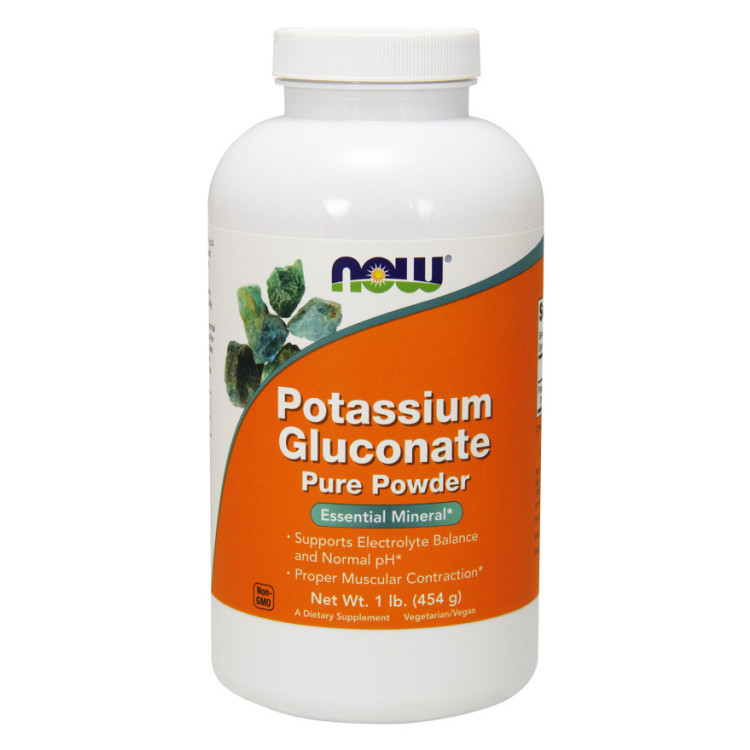 Now Foods Kalium Glukonat, rent pulver, 454 gram