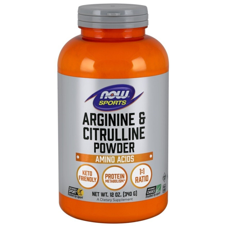 Now Foods Arginin & Citrullin pulver, 340 gram
