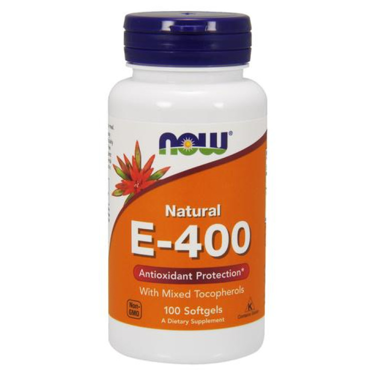 Now Foods Vitamin E-400 Naturlig (Blandede Tocopheroler), 100 kapsler