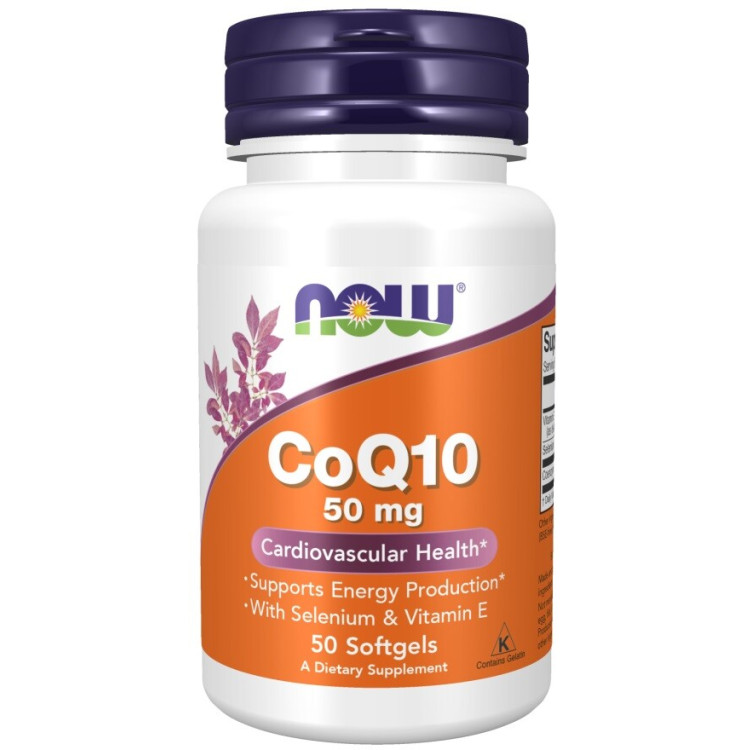 Now Foods CoQ10 med Selen og Vitamin E, 50 mg, 50 kapsler