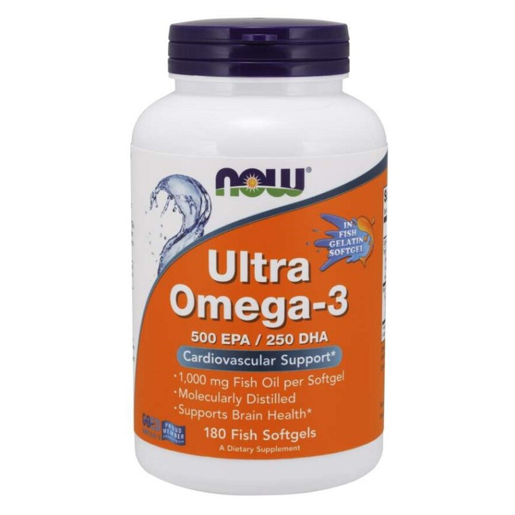 Now Foods Ultra Omega-3 (i fiskegelatinekapsler), 180 kapsler