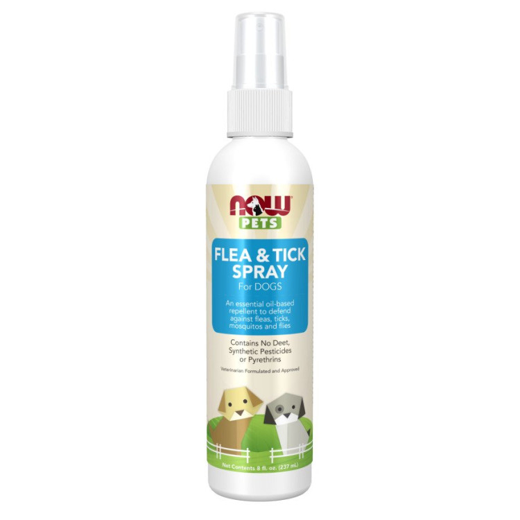 Now Foods Pets, Loppe- & Flåtspray til hunde, 237 ml