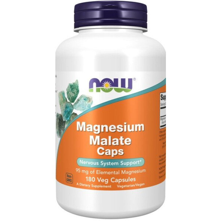 Now Foods Magnesium Malat kapsler, 180 kapsler
