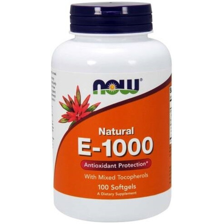 Now Foods Vitamin E-1000 Naturlig (Blandede Tocopheroler), 100 kapsler