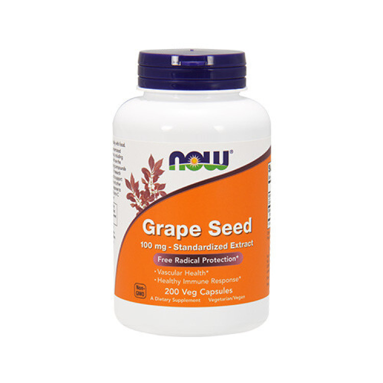 Now Foods Druekerne 100 mg Standardiseret Ekstrakt, 200 kapsler