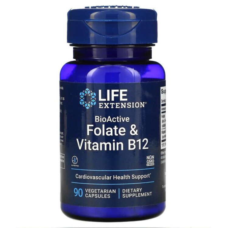 Life Extension BioActive Folat & Vitamin B12, 90 kapsler