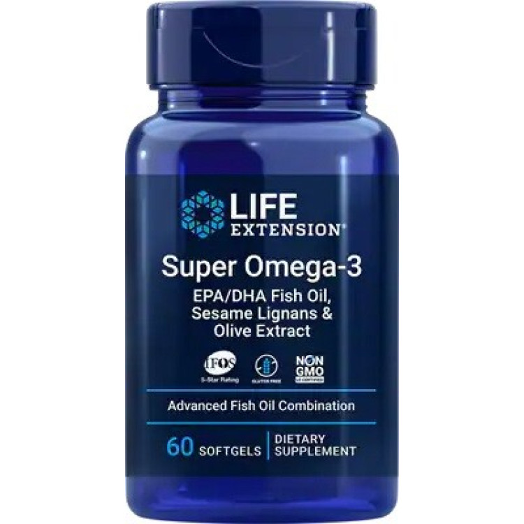 Life Extension Super Omega-3 EPA/DHA Fiskeolie med Sesam Lignaner, 60 kapsler