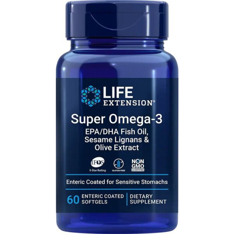 Life Extension Super Omega-3 EPA/DHA med Sesam Lignaner, 60 enterokapsler