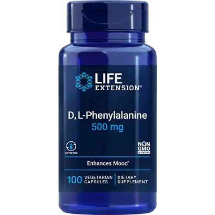 Life Extension D L-Phenylalanin, 500 mg, 100 kapsler
