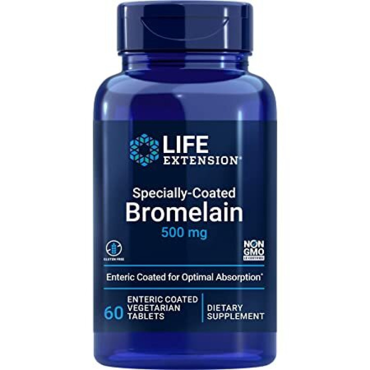 Life Extension Specielt-Coated Bromelain, 500 mg, 60 tabletter