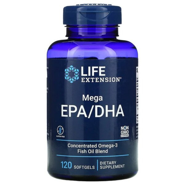 Life Extension Mega EPA/DHA, 120 kapsler