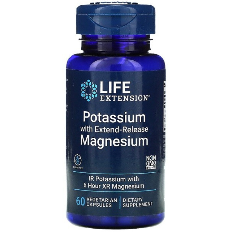 Life Extension Kalium med Extend-Release Magnesium, 60 kapsler