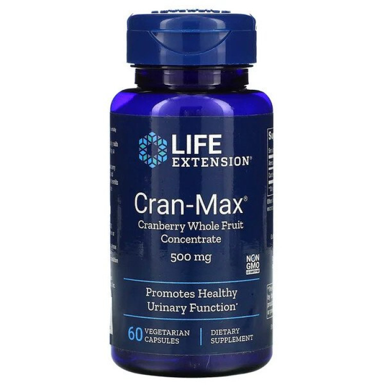 Life Extension Cran-Max Tranebær Hel Frugt Koncentrat, 500 mg, 60 kapsler