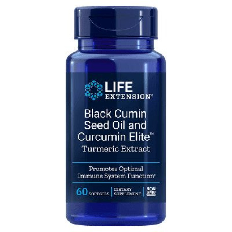 Life Extension Sort Spidskommenolie og Curcumin Elite, 60 kapsler