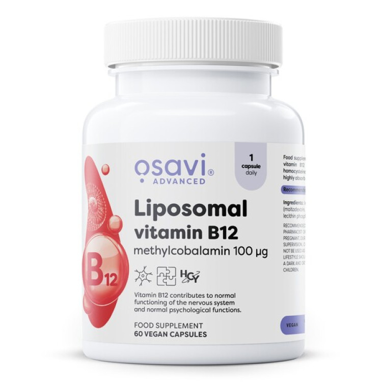 Osavi Liposomal Vitamin B12, Methylcobalamin 100 mcg, 60 vegankapsler