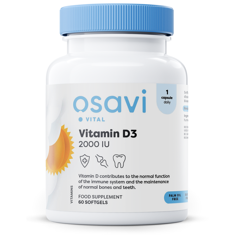 Osavi Vitamin D3, 2000 IU, 60 kapsler