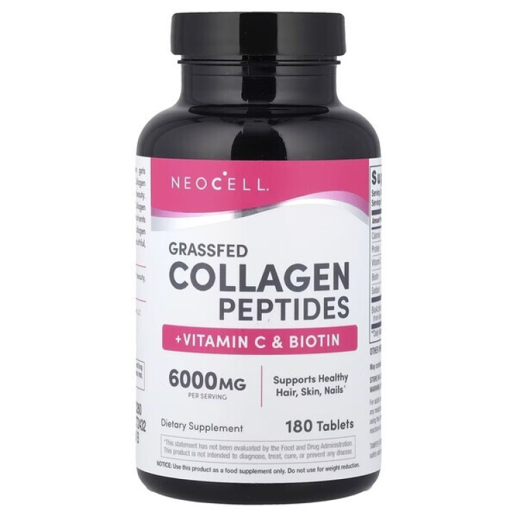 NeoCell Græsfodret Kollagen Peptider + Vitamin C & Biotin, 180 tabletter