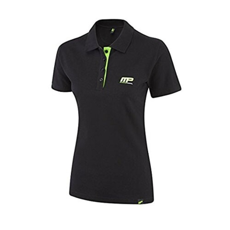 Musclepharm Sportswear Dame Broderet Polo T-shirt Sort - Grøn (MPLTS470)