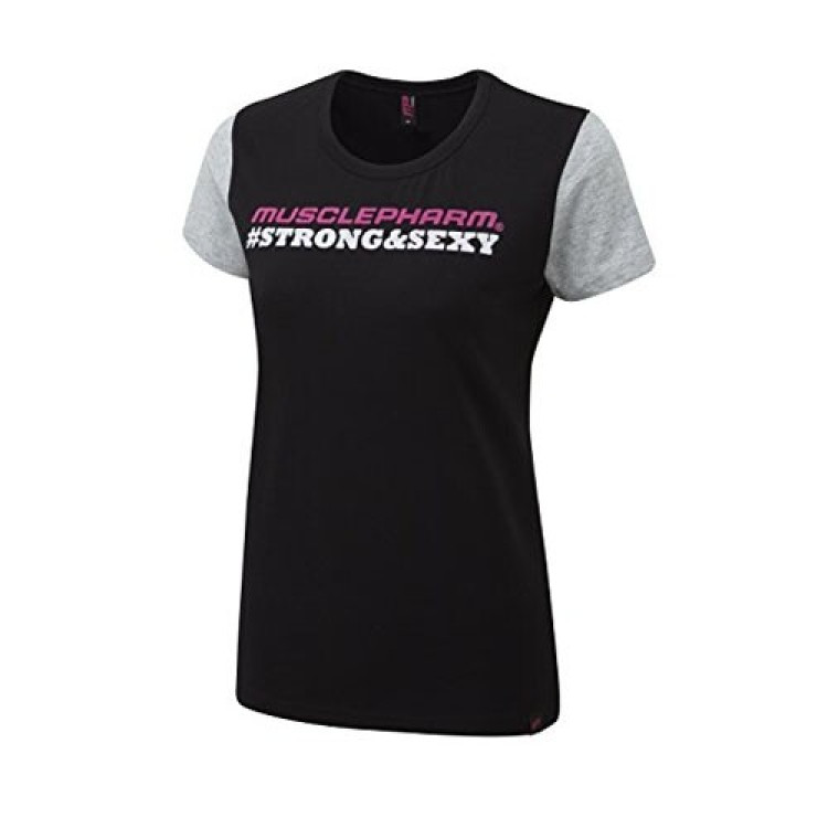 Musclepharm Sportswear Dame Strong & Sexy T-shirt Black - Hot Pink (MPLTS486)