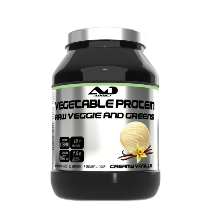 Addict Sport Nutrition Vegetabilsk Protein Raw Veggie and Greens, 750 gram