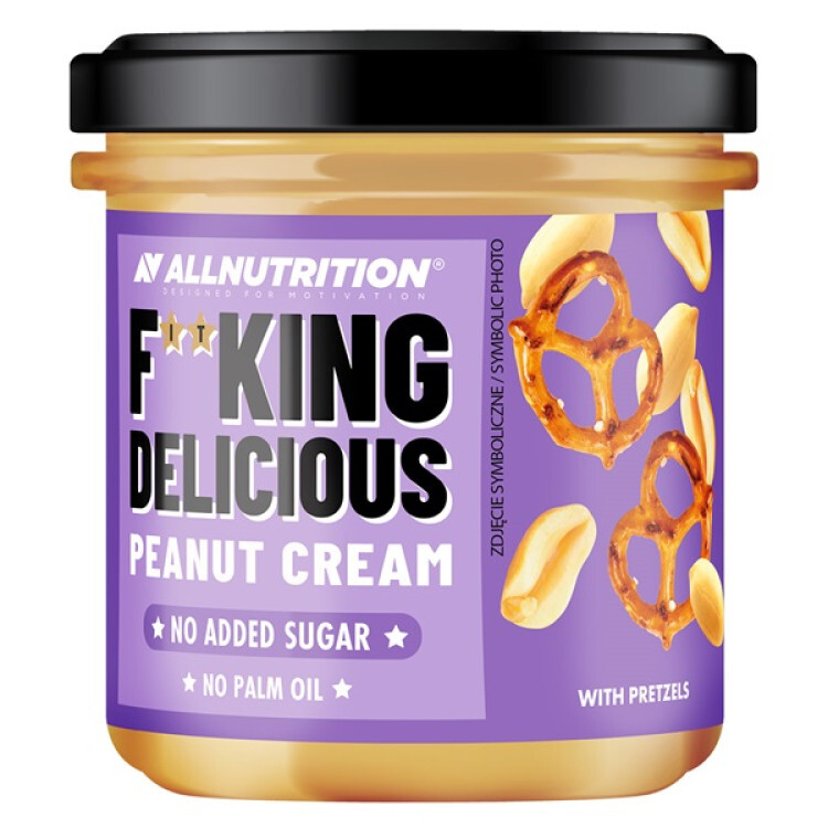 Allnutrition Fitking Delicious Jordnøddecreme, med Pretzels, 350 gram