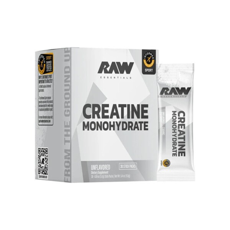Raw Nutrition Kreatin Monohydrat Stick Packs, Uden smag, 30 x 5 g