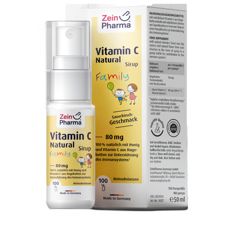 Zein Vitamin C Natural Syrup, 80 mg, Surkirsebær, 50 ml