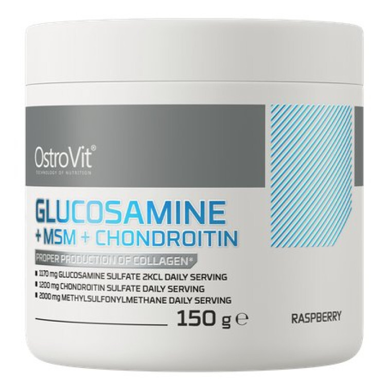 OstroVit Glucosamine + MSM + Chondroitin Powder, Raspberry, 150 gram