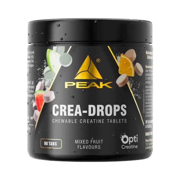 Peak Crea-Drops Kreatin Tyggetabletter, Frugtmix, 90 tyggetabletter