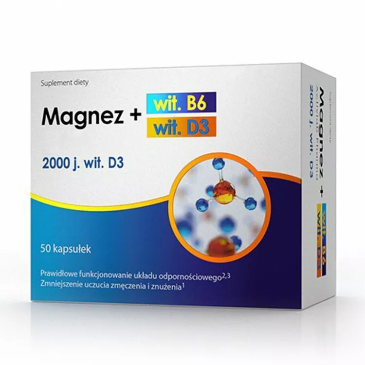 Magnesium, B6-vitamin og D3 vitamin (50 kapsler)