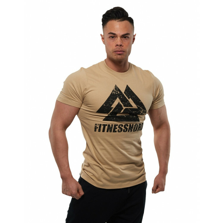 Herre t-shirt i sandfarve med logo