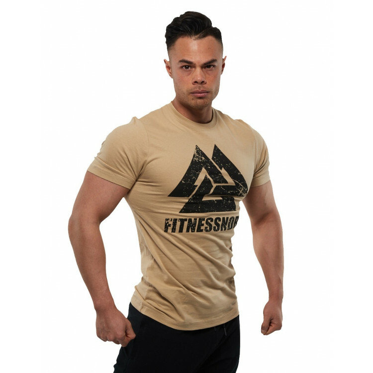 Herre t-shirt i sandfarve med logo