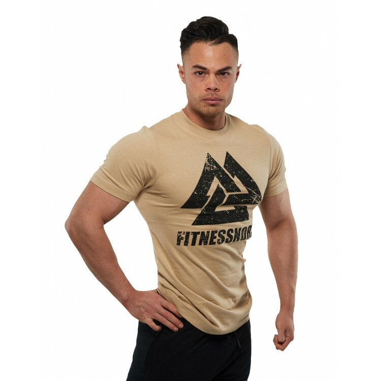 Herre t-shirt i sandfarve med logo