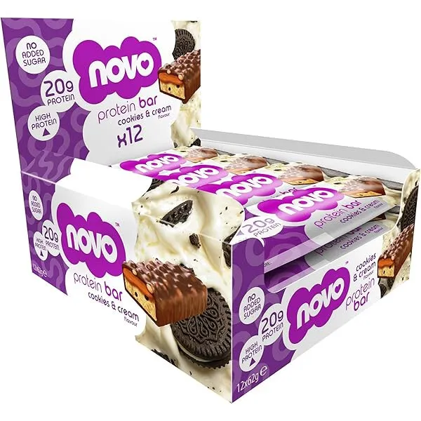 Proteinbar med cookies & cream-smag (12 x 62 g)