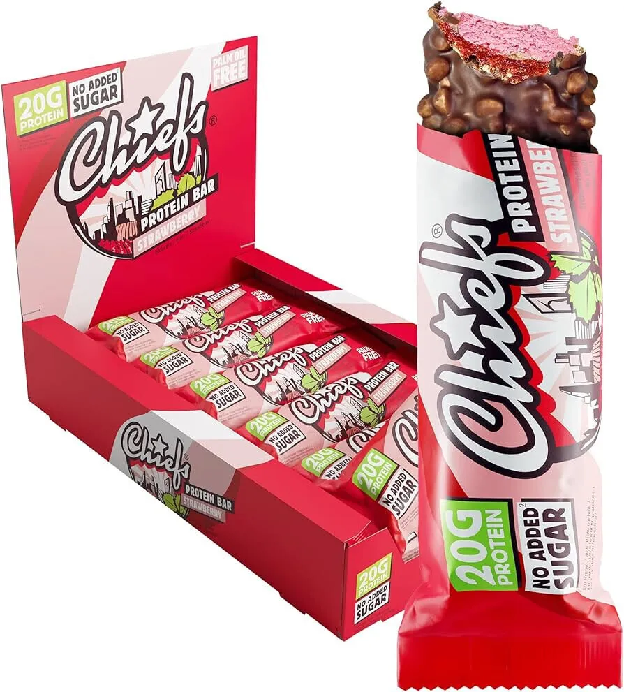 Strawberry smag høj proteinbar (55 g)