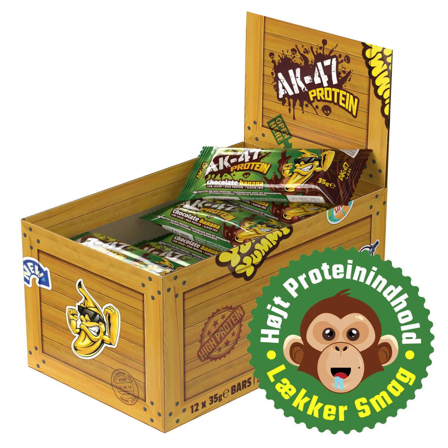 Chokolade og banan bar med 35% protein (12 x 35 g)