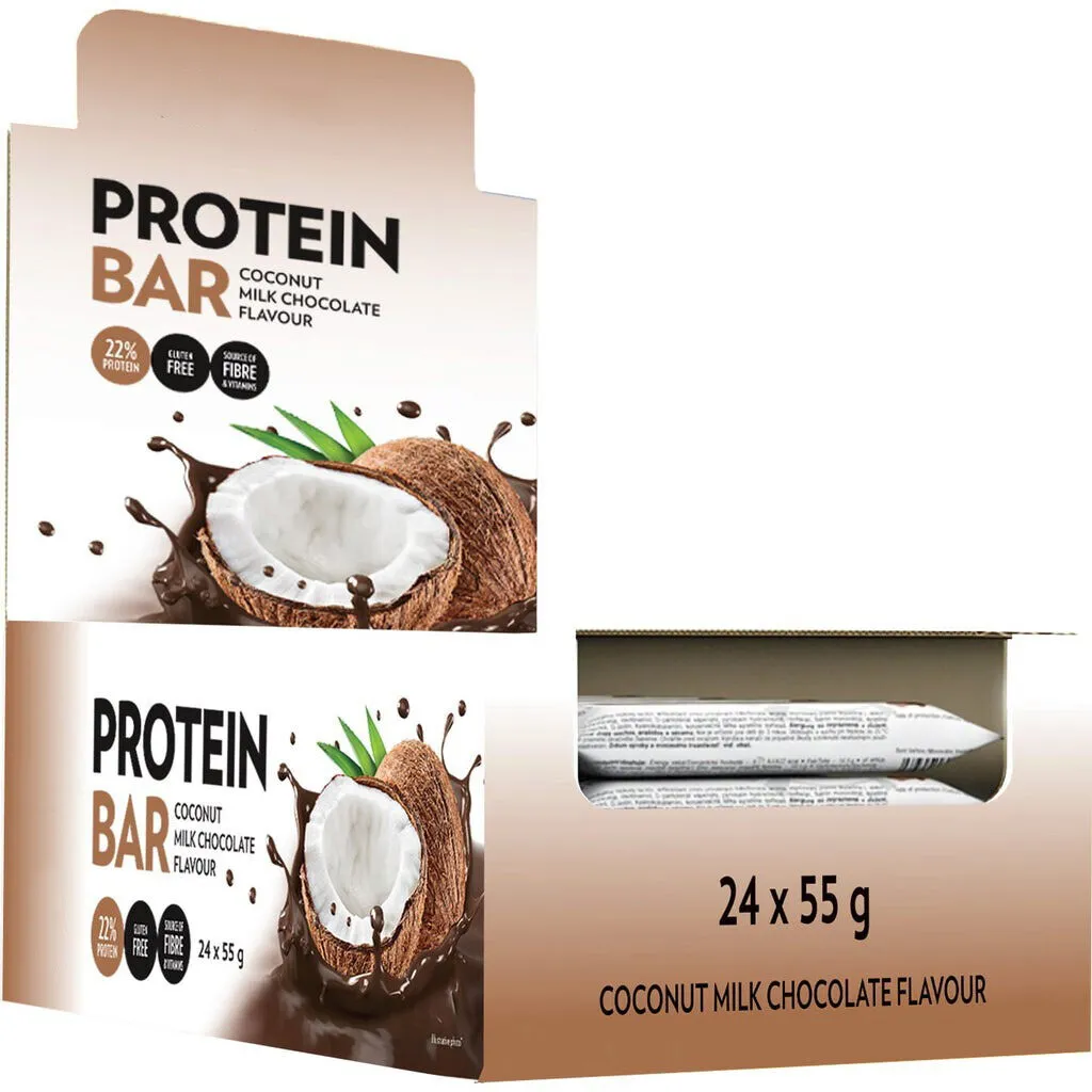 Proteinbar, bedst før: 27/01/2026 (24 x 55 g) - Coconut and Chocolate Flavour