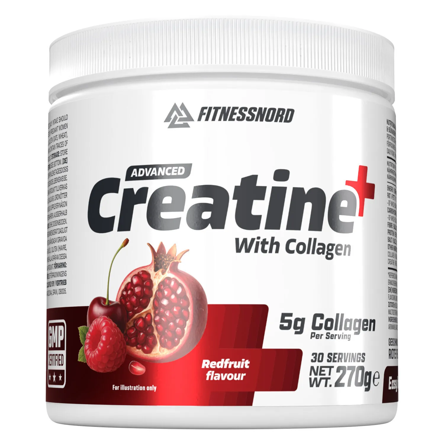 Fitnessnord Kreatin+ med Kollagen (270 g) - Red Fruit