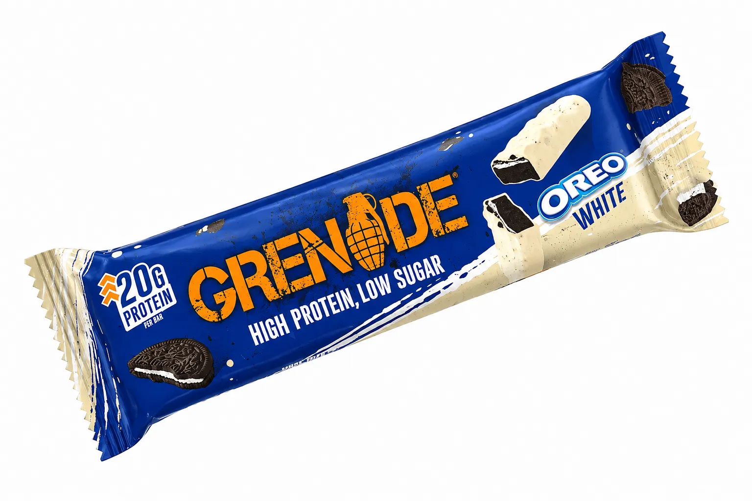 Grenade bar med 37% protein (1 x 60 g) - Oreo White, Bedst før 31.08.2026