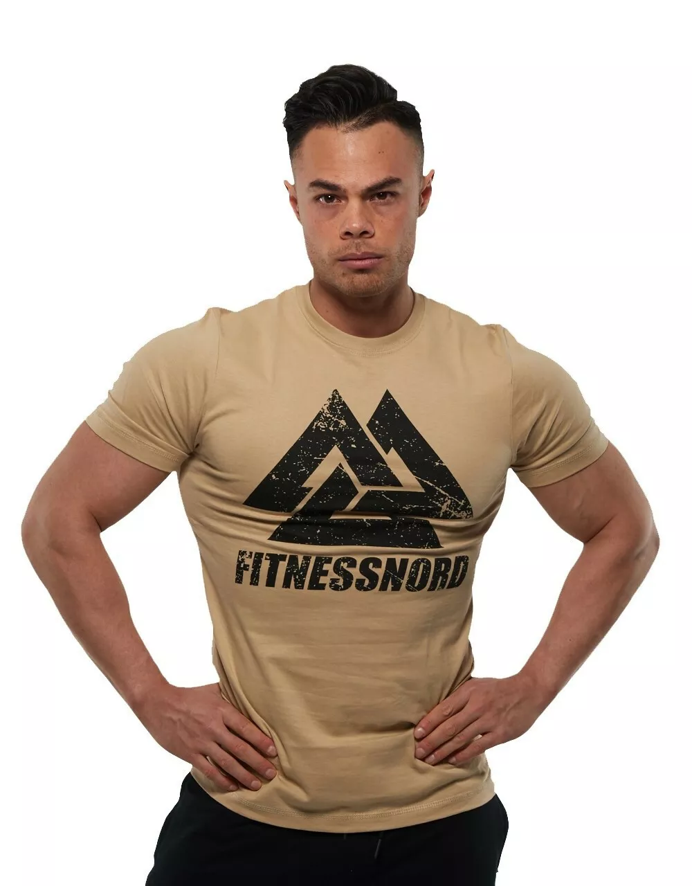 Herre t-shirt i sandfarve med logo